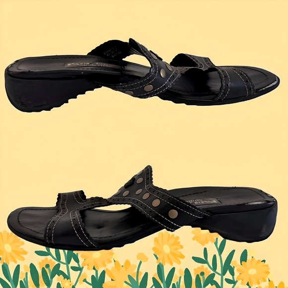 Paul Green Black Studded Slides - Picture 8 of 9